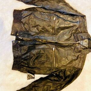 Black Leather Bomber Jacket